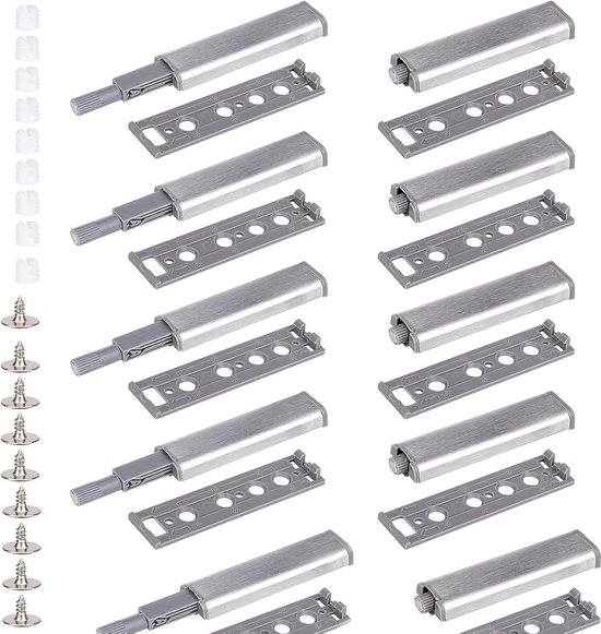 Foto: Goldrock 10 stuks drukdeuropeners push to open deuropener tip on voor deuren softclose achteraf inbouwen softclose deurdemper zilver magneetsnapper dempers voor kastdeuren magnetische deurstopper keukenkasten softclose deurdemper