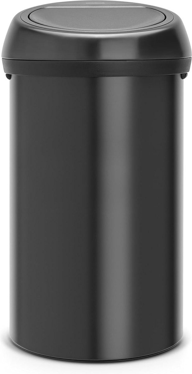 Goedkoopste Prullenbak 60 liter Matt Black Touch Bin - Groot formaat - Afvalbak met Soft Touch opening Prullenbak 60 liter