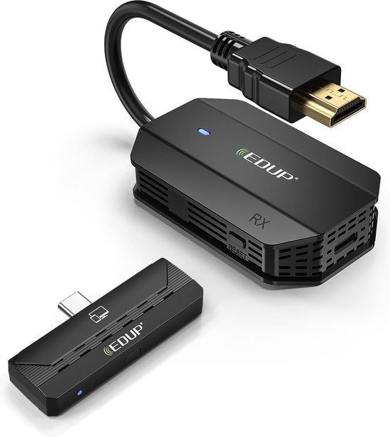 Foto: Edup wireless hdmi kit draadloze type c zender en hdmi ontvanger 1080p 60hz video audio plug play 0 1s lage latentie 30m bereik voor mobiele toestellen met type c naar monitor projector hdtv dual band 2 4g 5g