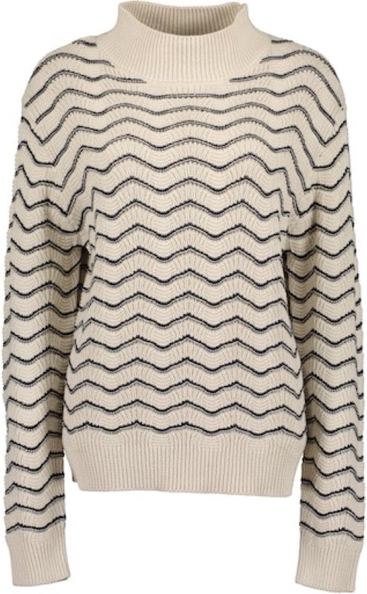 Blue Seven dames - Trui 247977 beige streep opstaande kraag maat 44