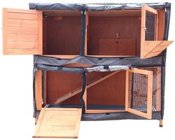 2-Tier Double Decker Konijn-Cavia Hutch Hutches met Schuifbakken & Ramp Run - Binnen- & Buitenkooi - Frettenhuis - HUTCH COVER ALLEEN