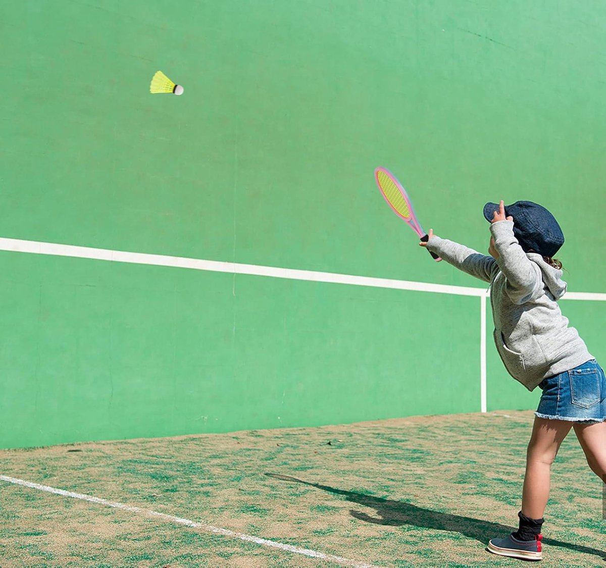 ESYFOR Set Raquettes Tennis Badminton Enfants Avec Sac - 2 Raquettes, 4 Balles Mousse, 6 Volants