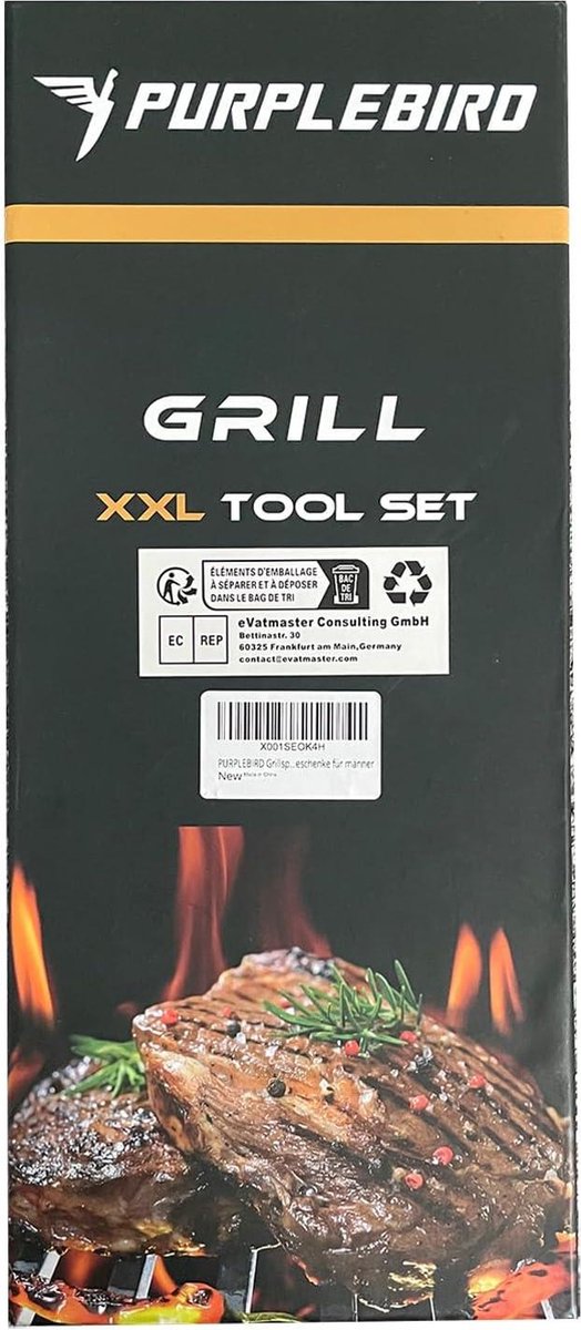 PURPLEBIRD Set Spatules Barbecue Acier Inox - Grande Spatule Smash Burger/Plancha | Manche Bois Et Design Professionnel