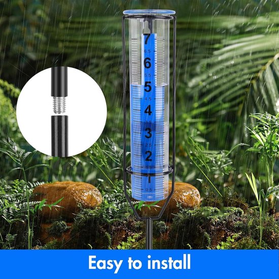 Pluviomètre En Verre Avec Piquet – 17 Cm D’échelle – Pour Jardin, Mesure Des Précipitations – Transparent