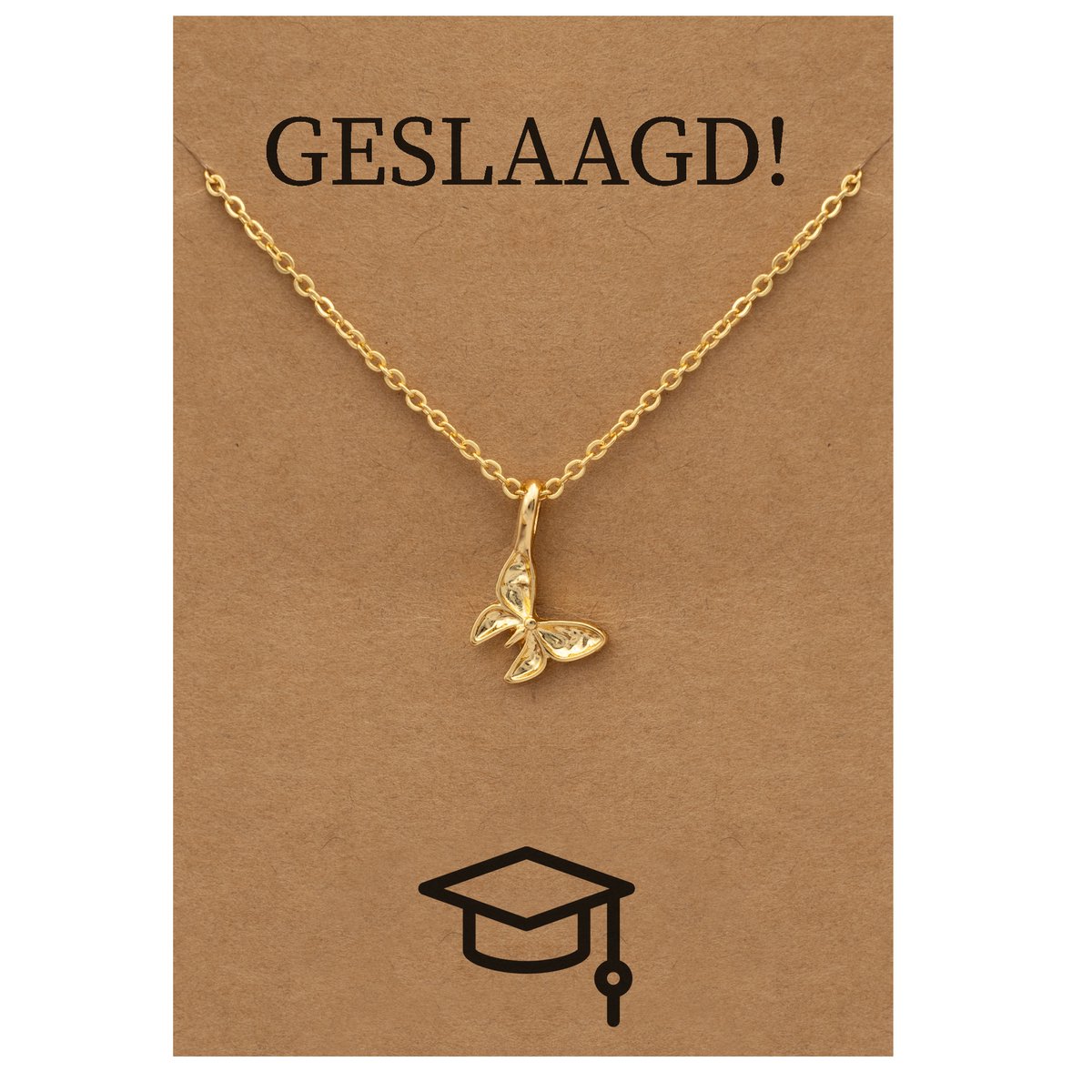 Geslaagd Cadeau Ketting - Engelen Vleugels voor Geluk Sieraad - Goudkleurig - Gefeliciteerd - Pax Amare