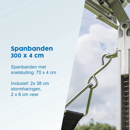 ProPlus Stormbandenset - 3 M - Met snelsluiting 70 cm - Stormlijnset - Tent Stormkit - Caravan- en camperluifels - Voortenten - Compleet pakket - Incl. stormharingen & veer van ProPlus — afbeelding 2