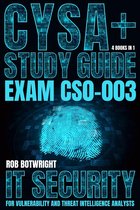 CYSA+ Studiehandleiding EXAM CSO-003, 4 boeken in 1, met een vingerafdruk en binair code.