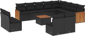vidaXL - 13-delige - Loungeset - met - kussens - poly - rattan - zwart