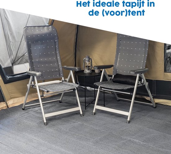 ProPlus Tenttapijt - 250 x 600cm - Tenttapijt Caravan - Gronddoek Tent - Voortenttapijt - Kampeertapijt - Water - en Vuil Doorlatend - Sterk materiaal - Geluiddempend - UV-gestabiliseerd - Wasbaar - Blauw/wit van ProPlus — afbeelding 4