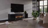 Meubel Square - TV meubel ARC met bio ethanol sfeerhaard - Hoogglans Zwart - 160 cm - Zwevende kast met open haard - Niet elektrisch