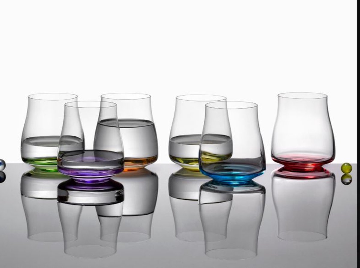 Gekleurde glazen - RAINBOW FRESH - kleur waterglazen - BOHEMIA KRISTAL - set 6 stuks voor water whisky gin tonic - 6 kleuren - cadeauset