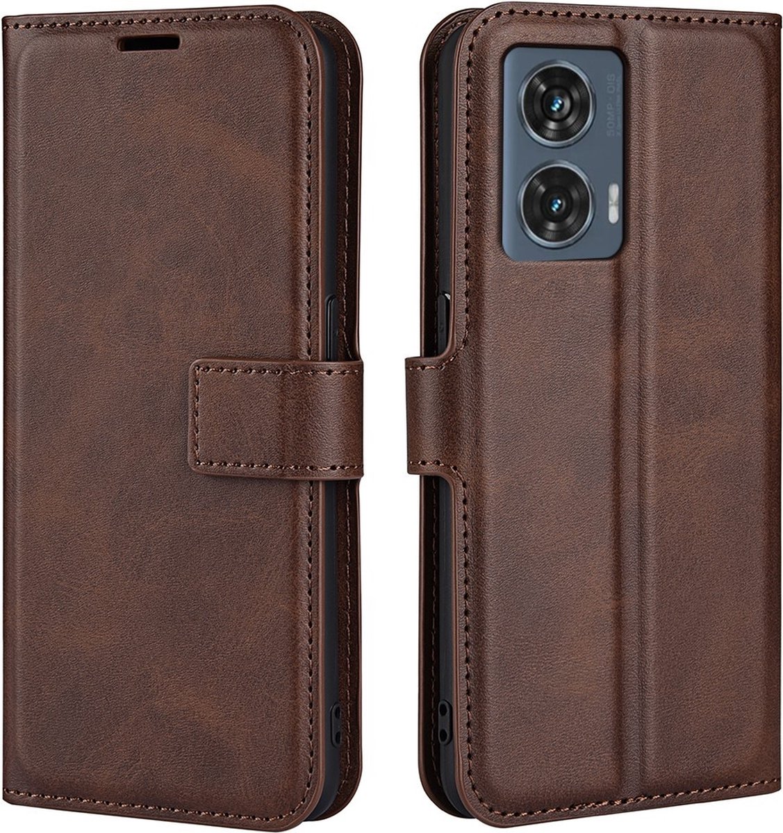 Coverup Hoesje - Geschikt voor Motorola Edge 50 Fusion Hoesje - Coverup Deluxe Book Case - Donkerbruin