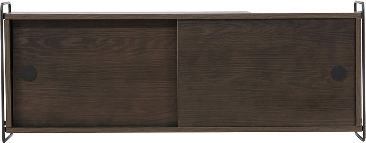 Nest living Marcus Hangende Wandkast Walnoot - Hout - Met Schuifdeuren - Zwevend - Donkerbruin - Japandi - 122 x 35 cm