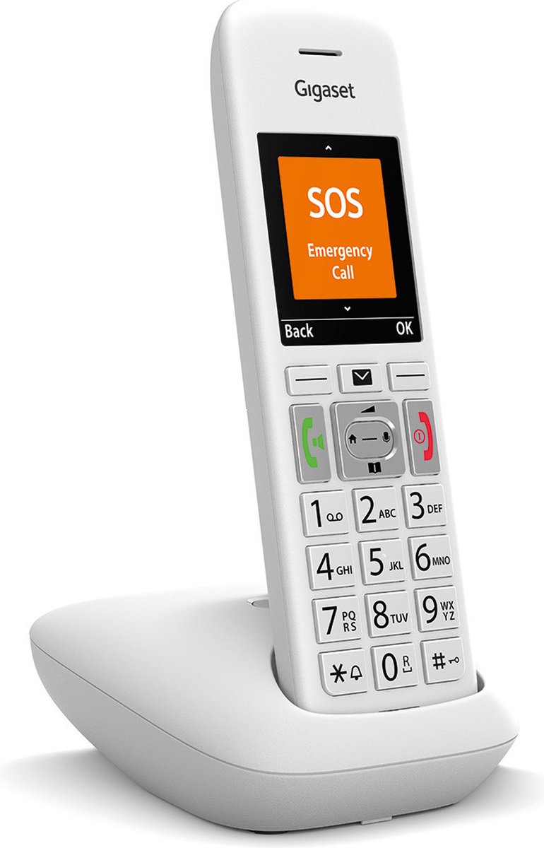 Gigaset E390, Analoge-/DECT-telefoon, Draadloze handset, Luidspreker, 200 entries, Nummerherkenning, Wit