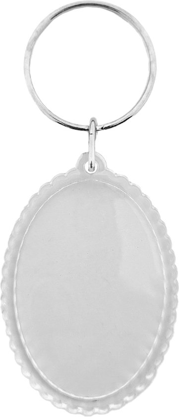 Porte-clés CombiCraft en plexiglas, blanc, ovale, nervuré, 35 x 49 mm, 10 pièces