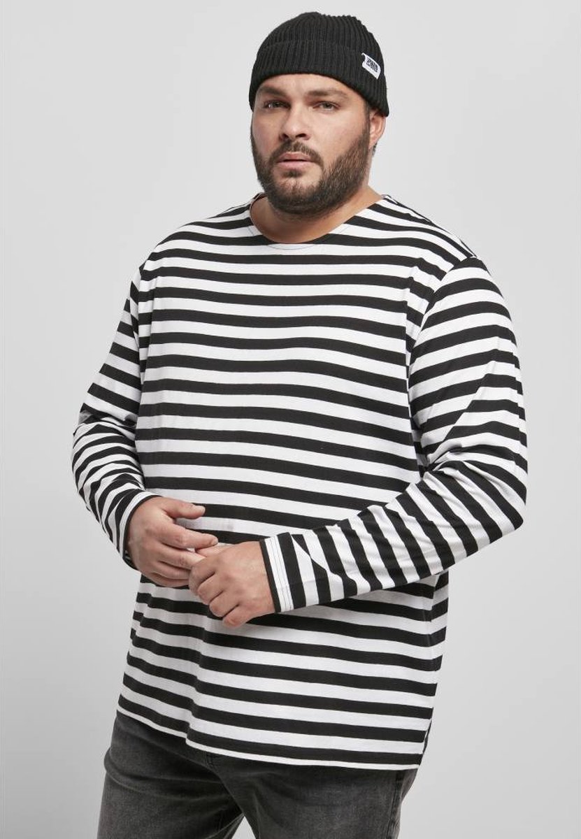 Urban Classics Regular Stripe LS Longsleeve shirt 3XL Wit