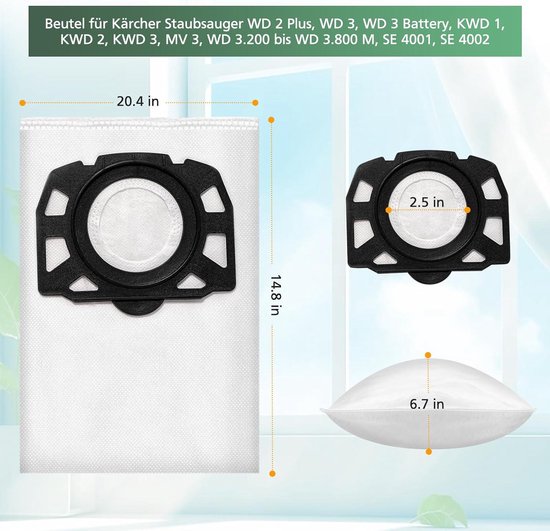 BOLSAS DE FILTRO KÄRCHER KFI 357 (4 UND