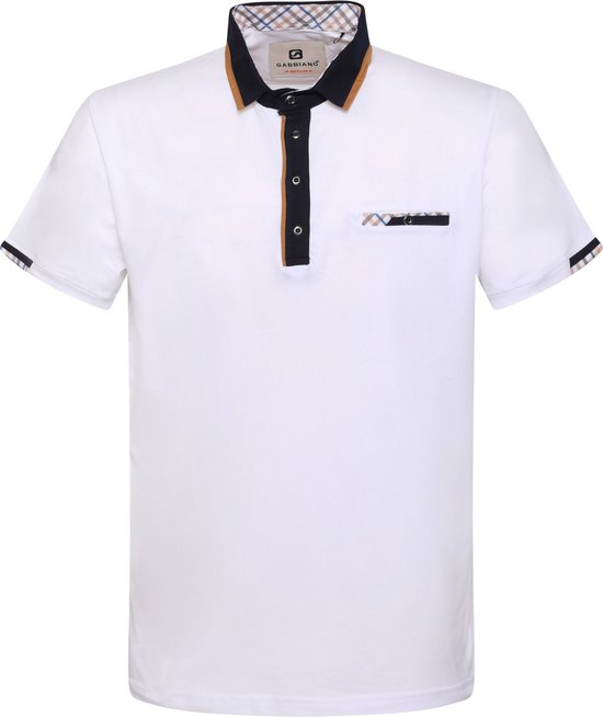 Gabbiano Poloshirt Polo Met Geblokte Details 14018 101 White Mannen Maat - S