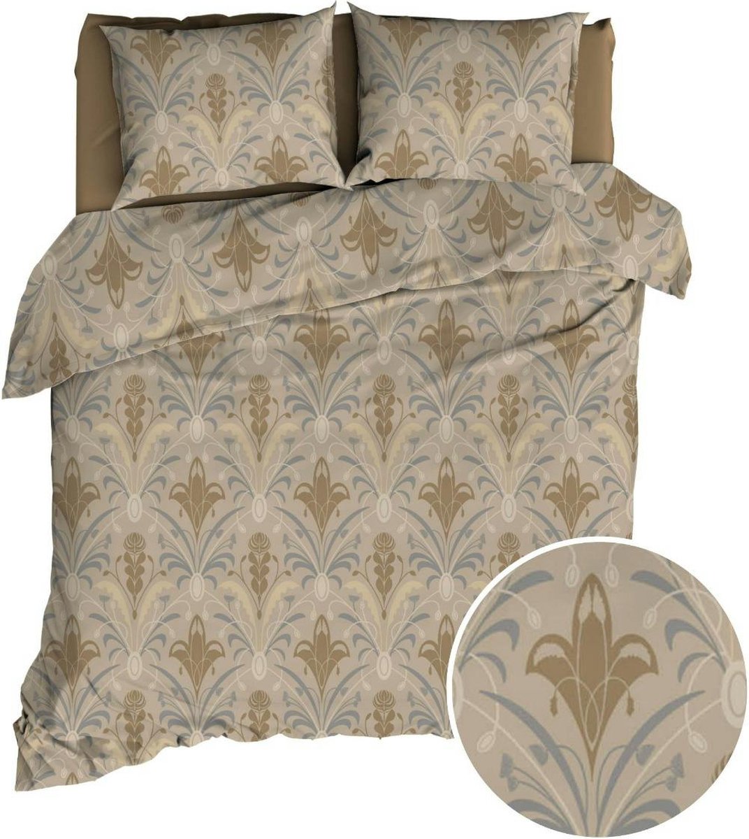 Satin d'Or Belgravia Dekbedovertrek - Lits-jumeaux - 240x200/220 cm - Beige/Grijs
