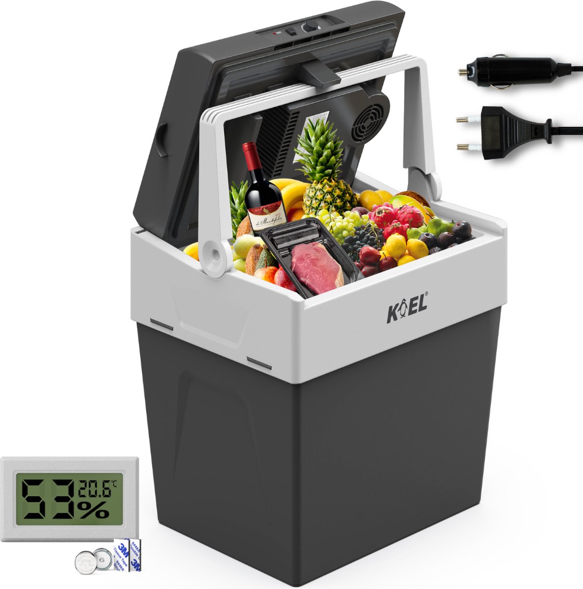 Bol.com Koel Boks 30L - Koelbox Elektrisch 12V en 220V/230 Volt - Camping Frigobox voor Auto - Coolbox - Frigobox -19°C aanbieding