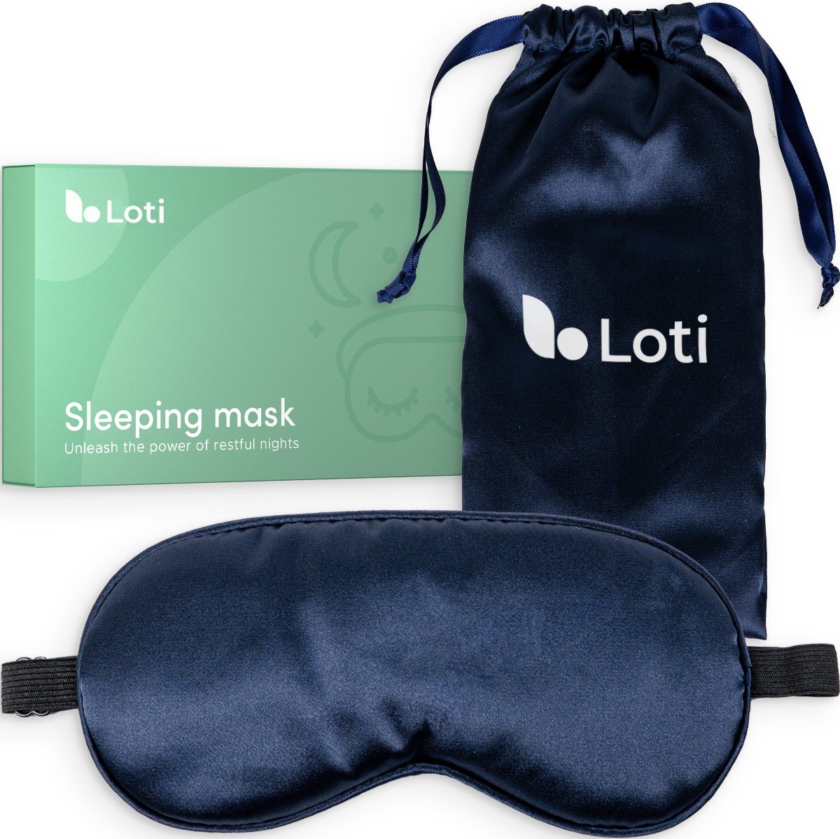 Bol.com Loti Premium Zijden Slaapmasker + Opbergzakje - 100% Verduisterend Oogmasker - Verstelbaar - Blinddoek - Zijdezacht - An... aanbieding