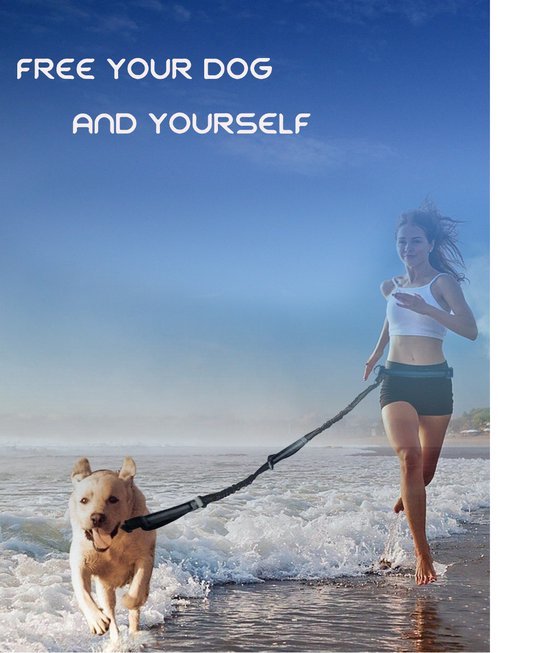 Ceinture Runnig Chiens - Enclos - Jogging - Marche - Chien - Anti choc - Jaune Fluor