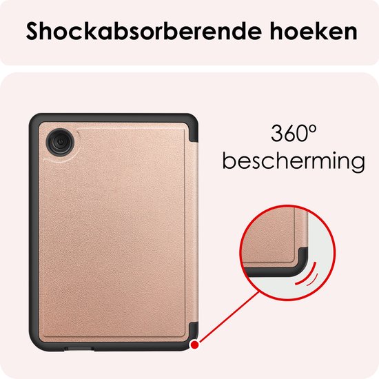 Hoes Geschikt voor Kobo Clara Colour Hoesje Bookcase Cover Book Case Hoes Sleepcover Trifold - Rosé Goud van i12Cover — afbeelding 5