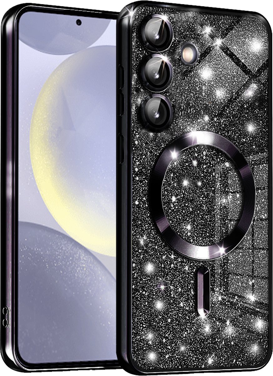Techsuit Luxury Glitter Back Cover hoesje met MagSafe voor Samsung Galaxy S24 - Zwart