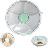 Hejo Snack Spinner Kids Container, Snackbox voor kinderen, Herbruikbare Snacks Containers met Hangtouw, Draagbare Draaiende Snackbox met 5 compartimenten voor thuis, picknick, reizen (groen