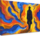 Man schilderijen - Portret schilderij - Schilderijen canvas Strepen - Schilderijen op canvas industrieel - Canvas schilderij - Decoratie slaapkamer canvas 100x75 cm