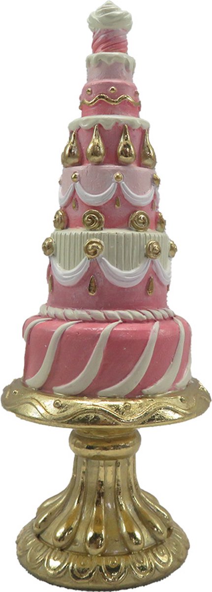 Decoratie Beeld Taart Ø 8x 21 cm Roze Polyresin