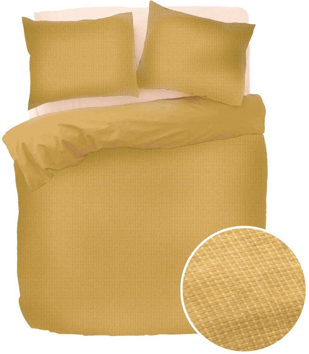 kayori Dekbedovertrek - Gold Effen Satijn - B 240 x L 200 cm/B 240 x L 220 cm - Anti-allergisch/Strijkvrij - KAY005318-B 240 x L
