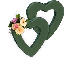 steekschuim echte bloemen - set van 2 - 24 x 23 x 4 cm - hartvormig - oase
