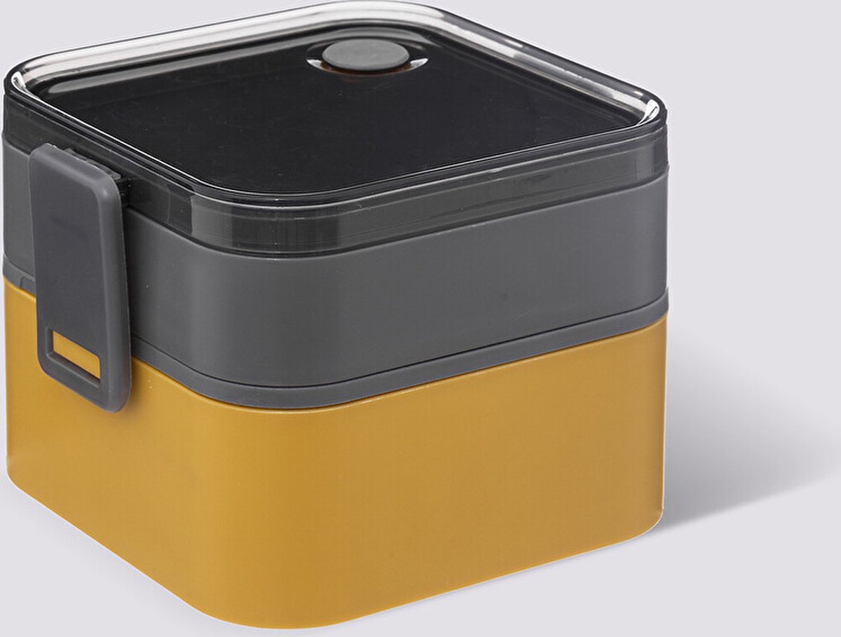 Lunch box Lunchbox 1500ml 16 x 14.20 x 11.60cm 2 compartimenten broodtrommel Lunchtrommel Lunchbox voor volwassenen School Lunchboxen Lunchbox KinderenBPA vrij! Geel