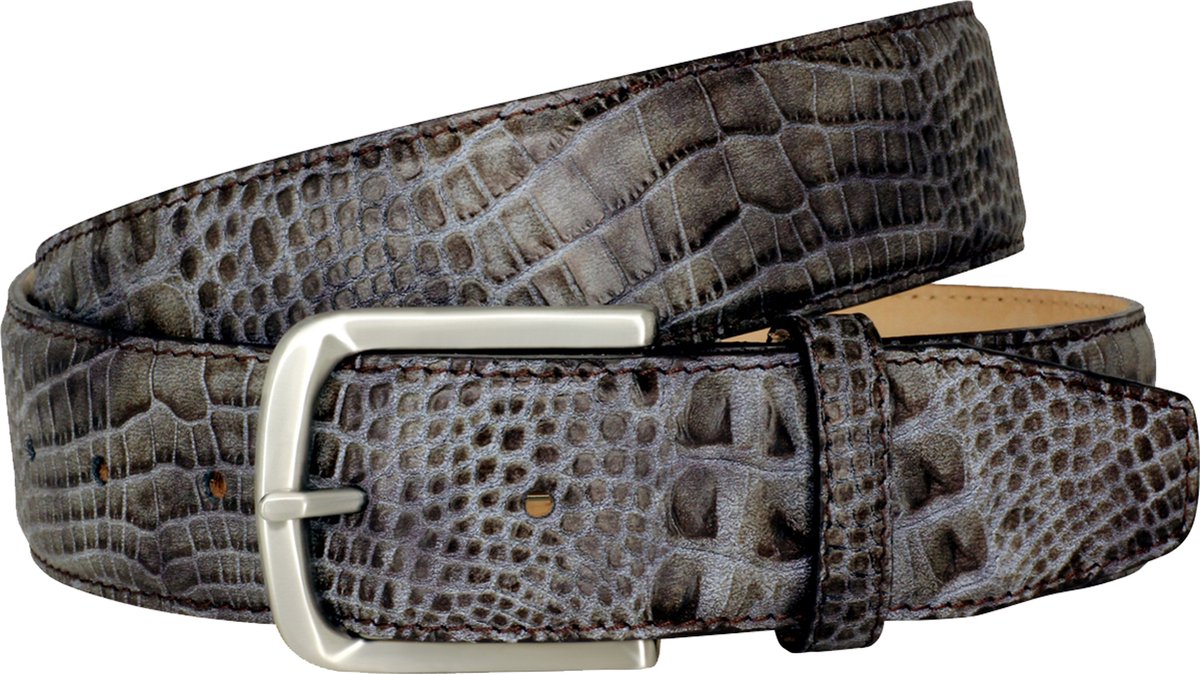 LINDENMANN leren heren riem - grijs