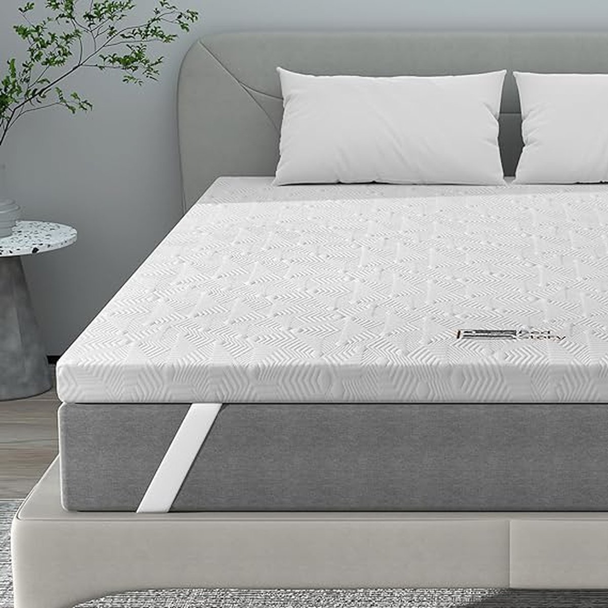 BEDLORE Matrastopper 180 x 200 cm, topper van traagschuim H3/H4, 7,6 cm hoog comfortschuim gelmatras voor boxspringbedden en oncomfortabele bedden slaapbank