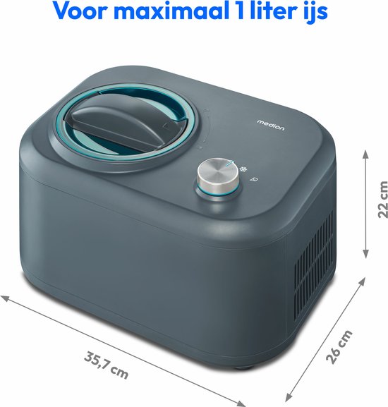Medion Ijsmaker MD 10169, capaciteit voor 1 L ijs - geen voorkoeling nodig - uitneembaar aluminium ijsreservoir - geschikt voor het bereiden van ijs-frozen yoghurt & sorbet van Medion — afbeelding 5