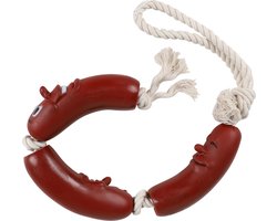 Dogi Honden speelgoed - worsten/worstjes aan koord - 56 cm - PVC - cadeau - hondenspeeltjes