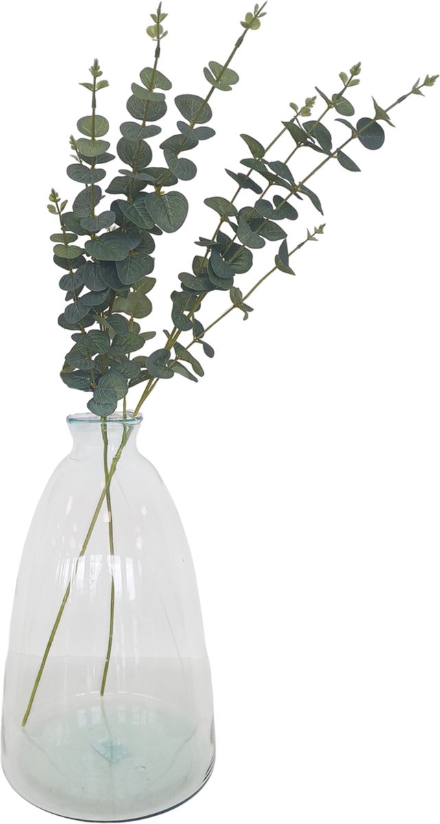 Bellatio Design Kunstplant takken Eucalyptus Cinera - 2x - 90 cm - 5 takken - kunst bladgroen - decoratief - zijdebloemen Lichtgroen