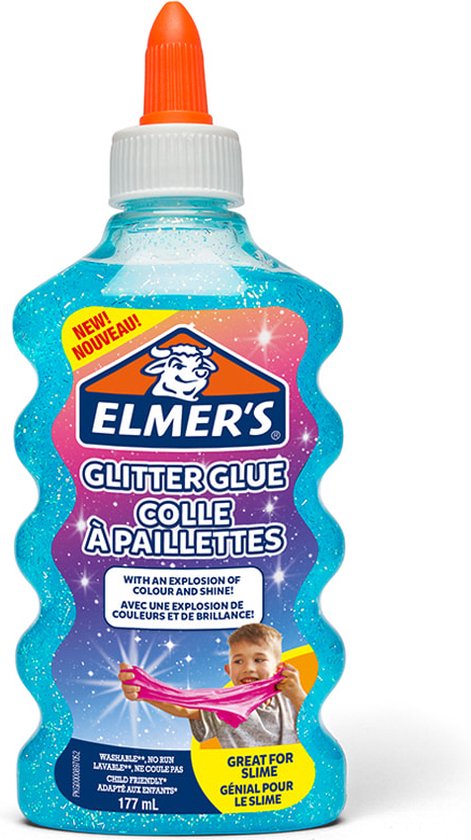Colle à paillettes bleue Elmer's avec bouchon orange.