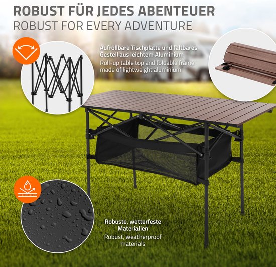 Kampeertafel 118x55x64,5 cm Bruin aluminium Hauki — afbeelding 4
