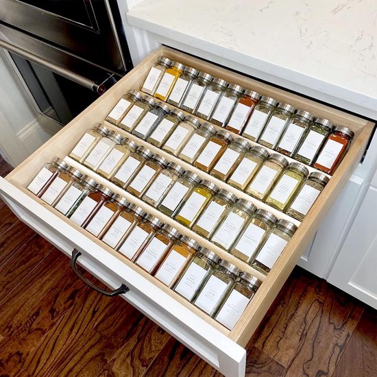 Prep & Savour Organisateur de tiroir à épices transparent en acrylique, 4 niveaux - ensemble de 2 extensible de 13 po à 26 po, plateau à épices pour tiroir / comptoir (pots non inclus) - Canada