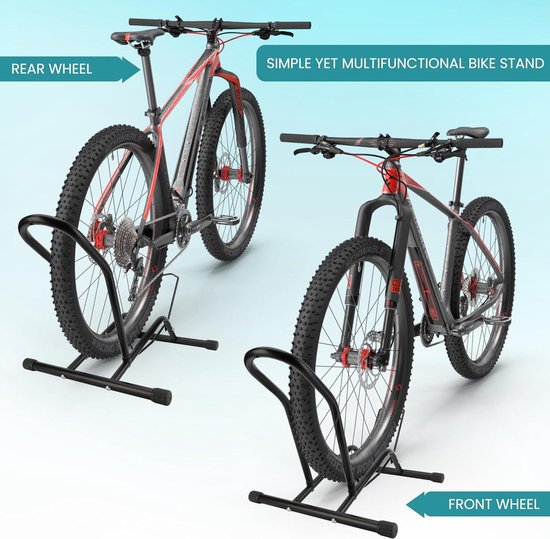 MEGHNA Professionele fietsstandaard Vrijstaande vloerstandaard Montagefietsparking Standaard voor mountainbike, racefiets, MTB, Zwart, 2 stuks
