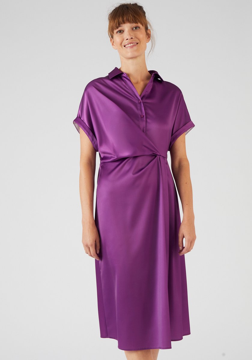 Damart - Jurk in crêpe met stretch, gedrapeerd effect - Dames - Violet - 38