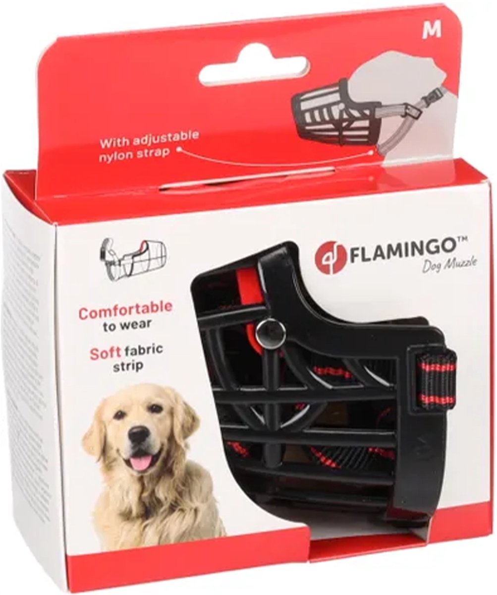 Bol.com Muilkorf honden – Flamingo Silas Zwart M – verstelbaar & comfortabel – ideaal voor middelgrote honden aanbieding