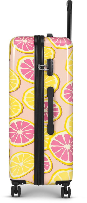 BHPPY Reiskoffer groot 76x49x29cm - Lichtgewicht koffer met 95L inhoud - Reiskoffer met 4 wielen - Veilig cijferslot - Lemon