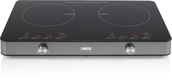 Princess 303011 Dubbele Inductie Kookplaat – Vrijstaand - Digitaal - LED-display – 3100 Watt – Zwart