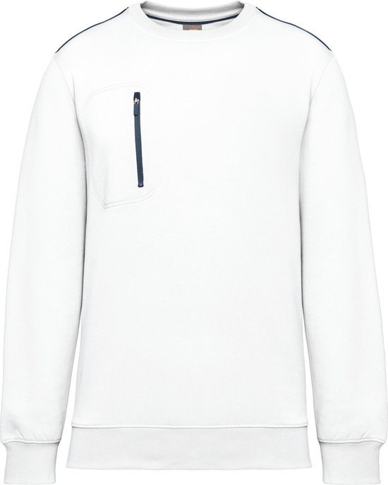 Sweat unisexe L WK. Conçu pour Work Col rond Manches longues White / Marine 70% Polyester, 30% Katoen