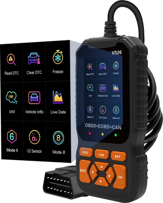 MMOBIEL OBDII Diagnoseapparaat – Check Engine Auto Code Lezer met Reset, I/M Readiness, Mode 6 & 8 etc. – Auto OBDII/EOBD Diagnostisch Scanner Tool voor alle Auto’s die Voldoen aan OBDII Protocol