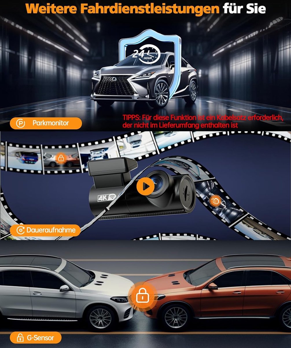 Dual Dashcam - Dashcam Voor en Achter - Auto Camera Dashcam - Dashcam Auto - Dual Dashcam voor Auto – foto 8